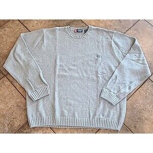 VTG Chaps Sweater Mens 2XL Gray Cable Knit Crew Neck Sweater  Preppy Big Tall
